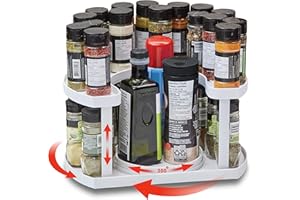 MS MANZARES Organizador Especias Especieros para Cocina. Especiero Giratorio Almacenamiento Cocina Estanteria Cocina Estanterias Almacenaje Estante giratorio cocina Organizadores especia Cocinas (Blanco)