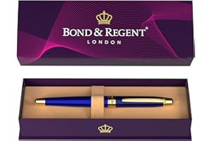 Bond & Regent Royal Blue & 24 Karat Gold - Certified Luxury Grade Rollerball Pen | Nice Gift for Men & Women