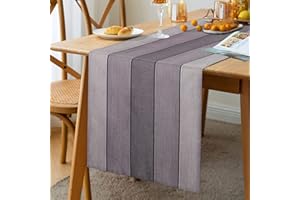 HANRUNSI Camino de Mesa Gris Moderno Cocina Comedor decoración para Interior y Exterior, Vacaciones, Fiesta, salón, Camino de Mesa de 33 x 183 cm, Camino de Mesa de Lino de Calidad, para el salón, otoño, Gris