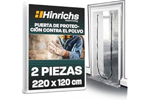 Hinrichs 2 Puertas Plásticas Cremallera - Antipolvo - 220x120 cm - Para Obras - Grandes para Renovación y Construcción