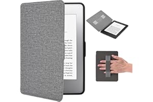 BHHB Hülle Kindle Paperwhite 6" 5/6/7generazione con magnetico, custodia Smart-Cover con cinturino e funzione di sospensione/riattivazione automatica, edizione Signature, colore grigio.