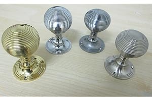 IRONMONGERY WORLD® 1 Pair REEDED Rimmed Ribbed Queen Anne Beehive MORTICE Lever Door KNOBS Handles Old Period Classic Traditional (Polished Chrome)