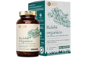 NATURE BASICS Reishi biologico - 120 capsule ad alto dosaggio / 1500 mg di estratto di Reishi biologico di alta qualità con 600 mg di polisaccaridi per dose giornaliera/Vegano e certificato