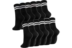 HEYSOCKS Womens Sports Socks - 6 Pairs Ladies Crew Socks Breathable Cotton Athletic Ankle Socks for Gym Running Workouts