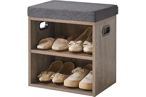YMYNY Skobänk med sittbänk, liten skohylla med sittbänk, förvaringsutrymme för entré, hall, sovrum, 42 H x 39 L x 28 W, silve