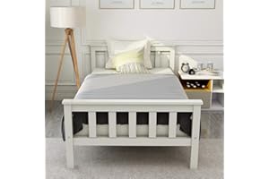 ModernLuxe- Kinderbett Einzelbett/Doppelbett Holzbett Bettgestell mit Lattenrost und Kopfteil Massivholzbett Kiefer Gästebett Bett Jugendbett