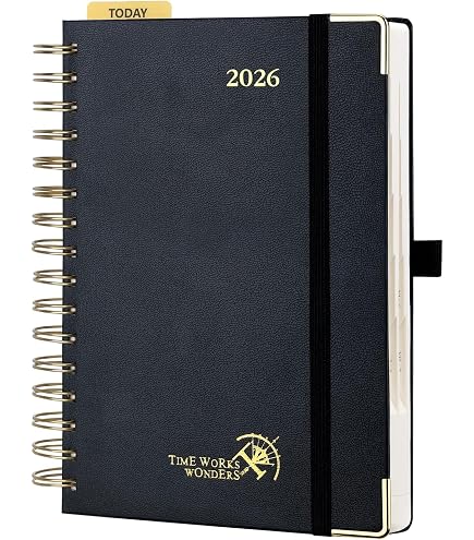 Agenda 2026 Journalier IN-LUXPRO - Format A5 (21,5x15 Cm), 1 Page Par Jour, Papier 80 G/m², Couverture Cuir Végan Rose - Planificateur Annuel