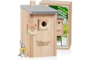 Steady Nature Nistkasten Meisen für Blaumeisen und Kohlmeisen - Meisennistkästen zum Aufhängen - Meisenkasten - Vogelhaus - Vogelhotel - Brutkasten für Vögel
