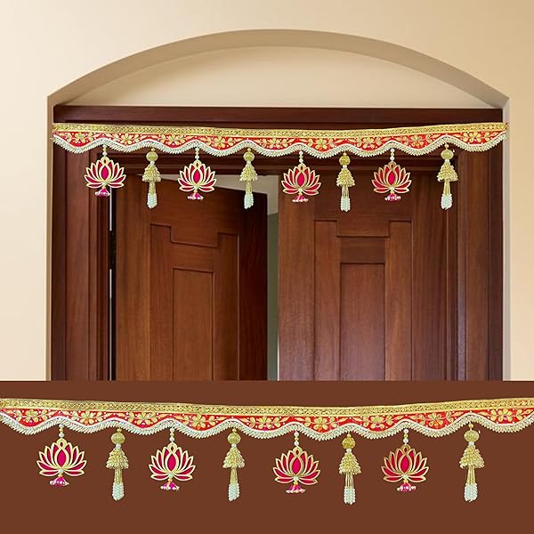 Webelkart Toran Tradizionale Per Porta - Bandarwal Con Perline E Campane, Lunghezza 101 Cm, Multicolore