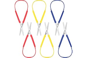 Handi Stitch 6 Stk 20cm Schlaufenschere Griffig Lernschere - Rechtshänder & Linkshänder – Sicherheitsschere Kleinkindschere & Therapieschere – Selbstöffnend mit Schlaufe für Kinder & Erwachsene