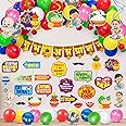 Zyozique Annaprasanam Swirls Hanging with Annaprasanam Paper Bunting Hindi Font Shubh Annaprashan and Balloon,Photo Booth Props,Rice Ceremony Decorations Items (Pack of 59)