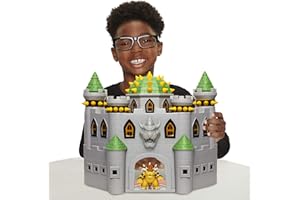 JAKKS PACIFIC Super Mario - Chateau de Bowser - Licence Officielle Super Mario Nitendo - Figurines Bowser Inclus - Effets Sonores - Musique de Mario - Pièces Interactives - Playset Deluxe - Dès 3 Ans