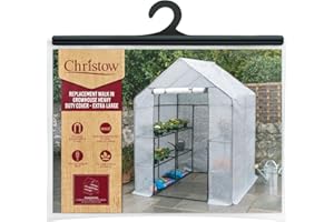 Christow Walk In Greenhouse Cover Replacement, Reinforced Growhouse Cover, H195cm x W143cm x D143cm, Heavy Duty COVER ONLY