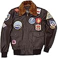 Suiting Style Men's Top Tom Cruise Maverick Brown Flight Cowhide Leather Jacket Removable Fur Collar WW2 Bomber Jacket
