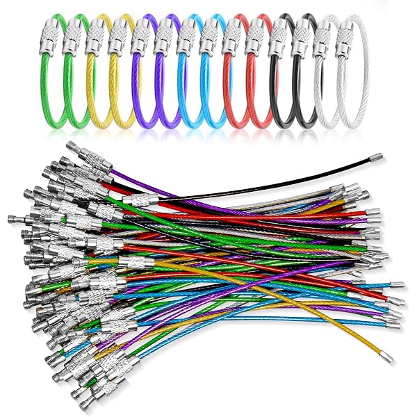 Edelstahl-Schlüsselringe Mit Schraubverschluss | 15 Cm Langes Drahtseil, 1,5 Mm Stark | Vielseitig Für Schlüssel, Werkzeug, Outdoor & Küche | Bunte Farbauswahl