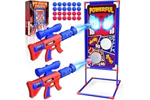MIRTHIGIG Shooting Game Toys for 3-12 Year Old Boys, 2 Air Blaster Gun w Aim Fun|4 Target Score Point|24 Foam Ball, 3 4 5 6 7 8 9 Year Old Boy Gifts Spider Boys Toys Kids Toy Age 3-10 Christmas Birthday Present