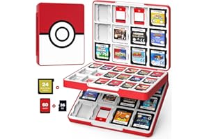 MoKo 60 Game Card Case for Nintendo Switch 2 / Switch OLED / 3DS / 3DSXL, Portable Storage Holder Case for 60 Switch 2 Game Cartridges & 24 3DS Card & 36 Micro SD Cards, Red Ball