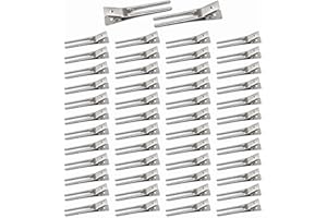 50pcs Hairdressing Double Prong Curl Clips, Beayuer 1.8inch Curl Setting Section Hair Clips Metal Alligator Clips Hairpins for Hair Bow Great Pin Curl Clip Styling Clips for Hair Salon Barber (50 Pcs)