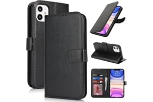 Zouzt Case for iPhone 11 6.1 Inch, Shockproof PU Leather Mobile Phone Case, Leather Flip Case with Card Holder and Stand Function, Flip Leather Wallet Phone Cover (Black)