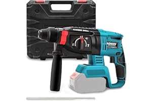 AOIKOY Martello Demolitore Senza Fili 21V, Tassellatore a Batteria con Motore Senza Spazzole, Foratura Fino a 32 mm di Diametro, Impugnatura Regolabile a 360° e Batteria Makita Compatibile(senza batteria)