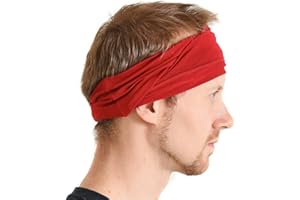 CHARM Hombre Elástico Bandana Cinta Para El Pelo Venda Japonés Largo Cabello Rastas Cabeza Envolver Rojo