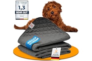 SympaTierisch wasserdichte Hundedecke - Robuste Hundematte als Schutz für Sofa & Bett - rutschfeste Hundedecke auch für große Hunde geeignet - in der Waschmaschine waschbar - 150 x 130 cm - grau