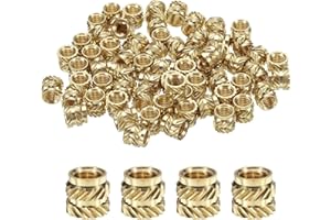 QUARKZMAN 100 sztuk M5 wkładki gwintowane mosiężne Heat Set Insert M5 x 6,5 mm, OD 7 mm radełkowane nakrętki dociskowe, nadruk 3D mosiężne nakrętki żeńskie wkładki gwintowane nakrętki