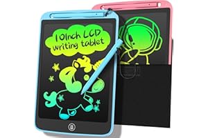LEYAOYAO 2 Pack LCD Writing Tablet 10inch with Bag - Colorful Screen Doodle Pad Drawing Board Learning Educational Toy - Gift for Kids 3-6 Years Old Girl Boy(Blue+Pink)