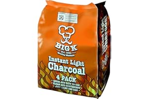 ORGA ECO-FRIENDLY Biig K Instant Light Lumpwood Charcoal, 4x1kg Bags Instant BBQ Charcoal