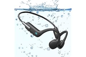 Johiear Bone Conduction Headphones For Swimming, Bluetooth Earbuds Waterproof Wireless Headphones Built-in 32GB Ultra Light Headset for Swimming Running Sports Driving (x6 black)