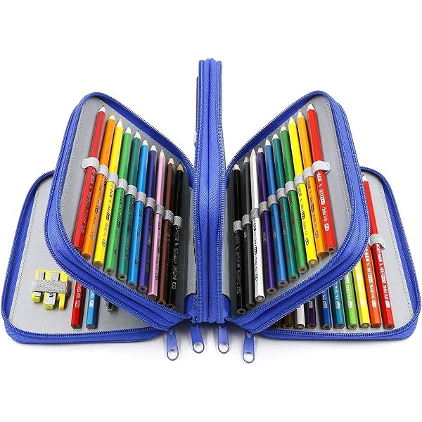 ArtBee 72 Holes Handy Multi-Layer Zipper Pencil Case with Handle