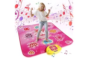 Euakee Mata do tańca dla dzieci w wieku od 3 do 12 lat, maty do tańca dla dzieci z 5 trybami gry i 3 poziomami wyzwań, mata muzyczna ze światłami LED, prezenty dla dziewczynek od 3, 4, 5, 6, 7, 8, 9,