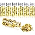 Radsocken 6 Bottles Gold Leaf Flakes, 24K Gold Leaf Flakes, Gold Foil Paper for Decorations Nails DIY Crafts