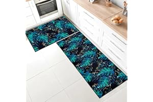SHUAIG 2 pieces kitchen rug sets kitchen mats,PVC Comfort Kitchen Floor Mat Anti Fatigue Kitchen Mat Set Absorbent For Home Indoor Outdoor (Style E, 40x120+40x60 cm)
