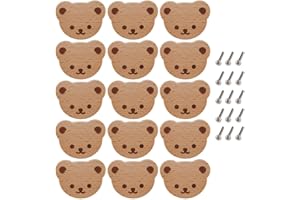Tagtight 15 Boutons de Meubles, Boutons de Tiroir en Bois, Boutons de Placard en Bois, Boutons de Tiroir Ours pour Enfants, Commode, Tiroirs, Cuisine