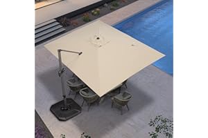 PURPLE LEAF Parasol Déporté 2.7 x 3.5 m Rectangulaire Parasol De Jardin Extérieur Rotatif 360°, Parasol Excentré Inclinable, Parasol Suspendu Balcon