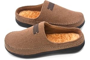 Zigzagger Men's Fuzzy Warm Memory Foam Moccasin House Slippers Indoor Outdoor