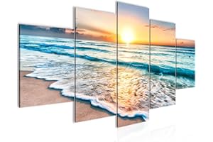 Runa Art Tramonto Spiaggia Murali Tela Non Tessuta 5 Pezzi Mare Beige Blu Camera Da Letto Corridoio 023753a