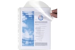 Exacompta 5503E - Bolsa de 10 Fundas con Solapa para Planos con multitaladros y Fuelle, A4