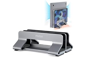 Psitek Aluminiowy Pionowy Stojak na Laptopa, Regulowana Szerokość Szczeliny 12-36mm, Oszczędność Miejsca do Przechowywania dla MacBooków i Laptopów