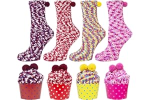 KOTASHION Fluffy Socks Women Cupcake Winter Warm Socks Girls Gifts Cosy Thermal Socks Soft Bed Socks for Christmas Birthday Party Holiday Gifts Multicolored