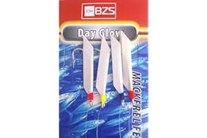 BZS Day Glow Day Lite Mackerel Feathers - Bait Rigs Hooks for Sea Fishing with Lures Boat Tackle Accessories to All Summer Species- Pack of 5 & 10