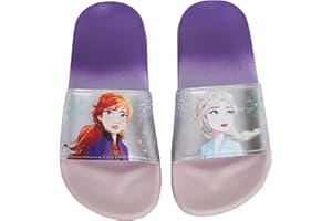 Disney Frozen 2 Chicas Sliders Elsa Anna Gradient Rainbow Sandalias de verano para niños, ligeras e impermeables