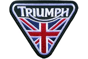 Triumph Motorcycle Union Jack Patent Plate -Embroidered Iron-On Biker Patch by Patch