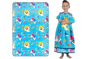 Franco Kinder-Bettwäsche, superweiche Plüschdecke, 157,5 x 228,6 cm, Babyhai