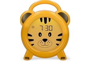 Alecto BC100TIGER - Réveil éducatif pour Enfant - Appareil de Sommeil pour Enfants - Apprendre à Dormir et à se réveiller avec réveil LED pour Enfants - Jaune
