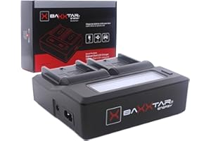 Baxxtar Pro - LCD Dual Cargador - Compatible con NP-F550 NP-F570 NP-F750 NP-F970 NP-FM500H etc.