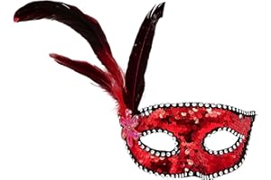 CARNAVALIFE Máscara de Carnaval de Pluma Colombina, Antifaz Veneciana con Brillantina y Plumas Suaves, Mascara Retro Vintage Años 80 Baile, Disfraz de Fiesta