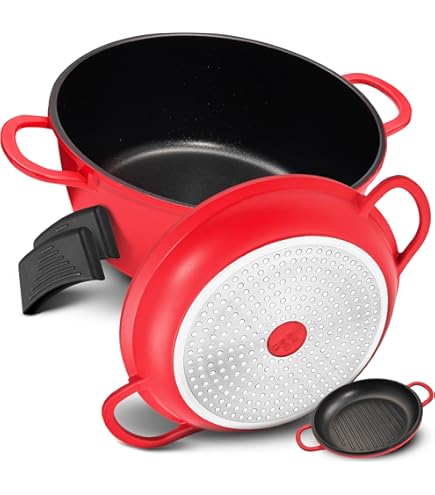 MasterClass Kleine braadpan met deksel 2,5 l/20 cm, lichtgewicht gegoten aluminium, geschikt voor inductiekookplaten en ovens, rood