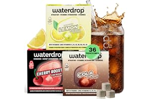 waterdrop MICRODRINK Läskset -36 sockerfria droppar med mousserande cola, körsbär och citronsmaker -vitaminrik törstsläckare -uppfriskande alternativ till lemonad, sirap, dryckespulver och smakdroppar